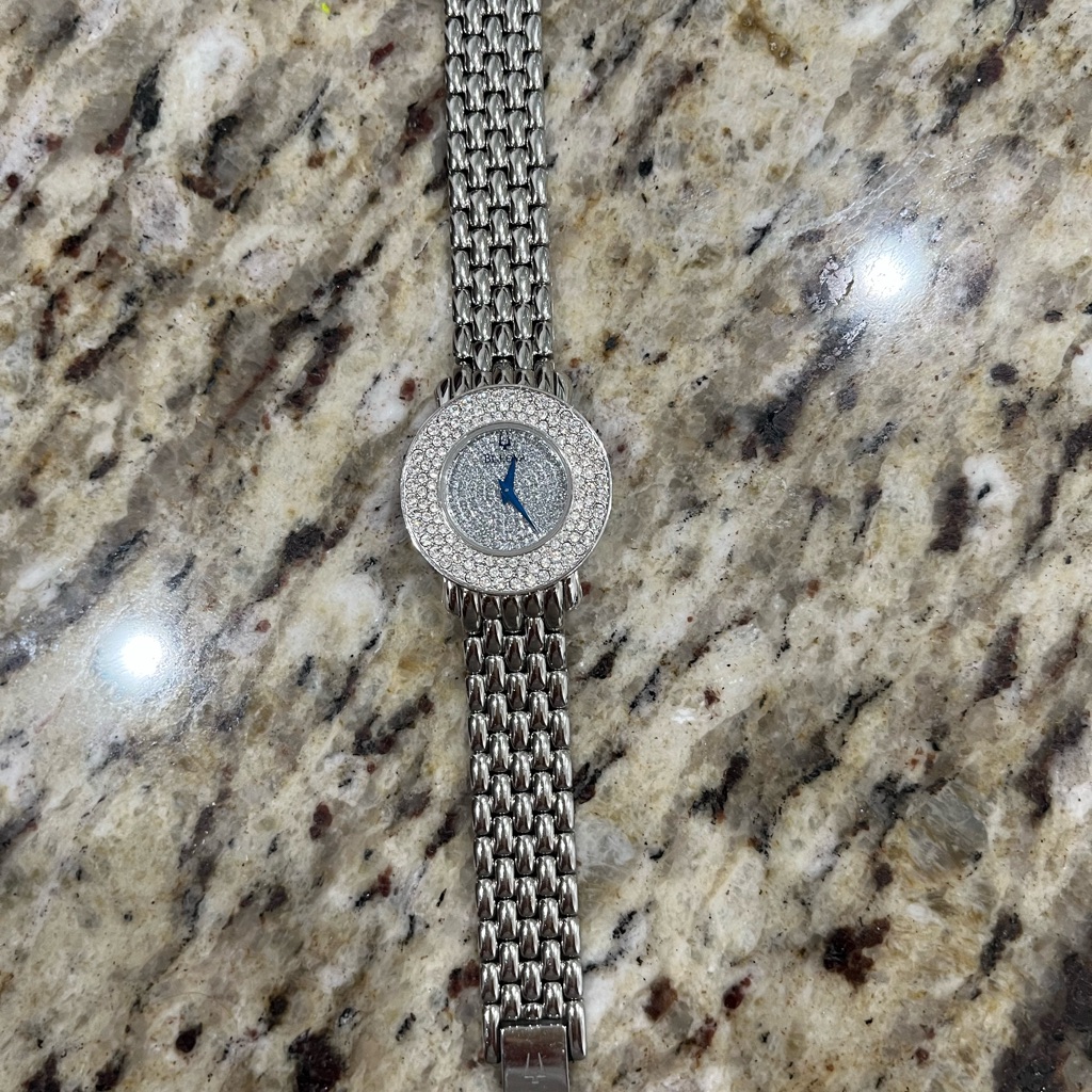 Bulova Crystal Collection Pave Dial And Bezel Model C876832 Stainless Watch